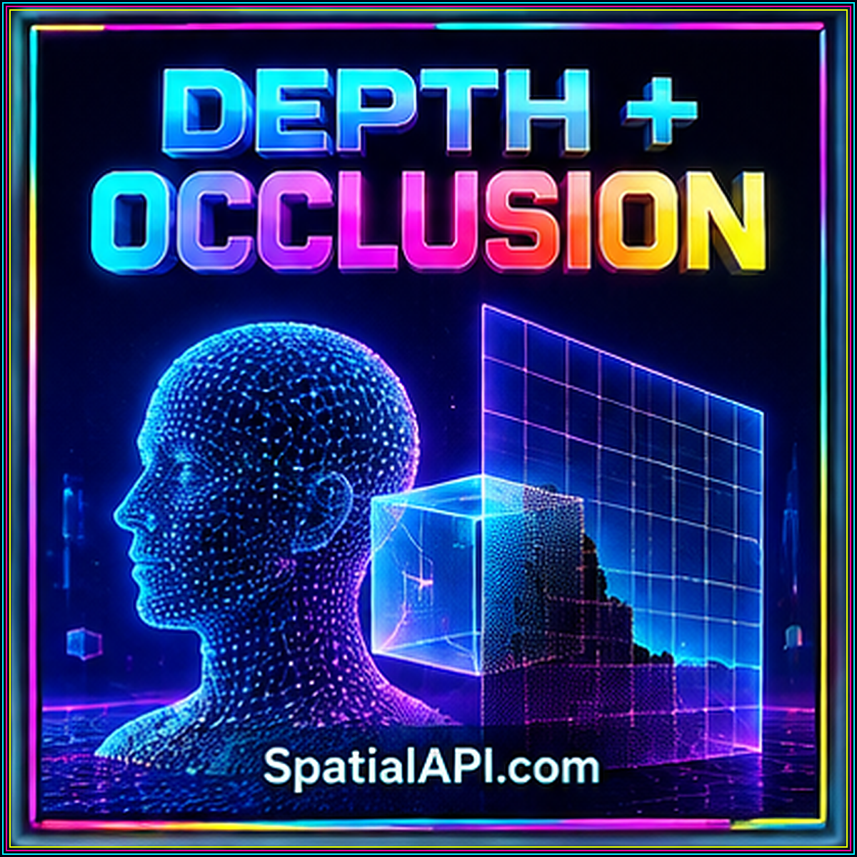 Depth And Occlusion — neon 3D typography, SpatialAPI.com