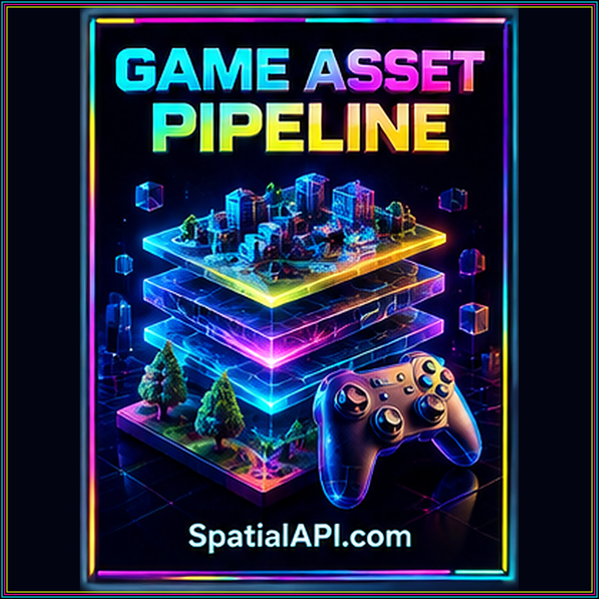 Game Asset Pipeline — neon 3D typography, SpatialAPI.com